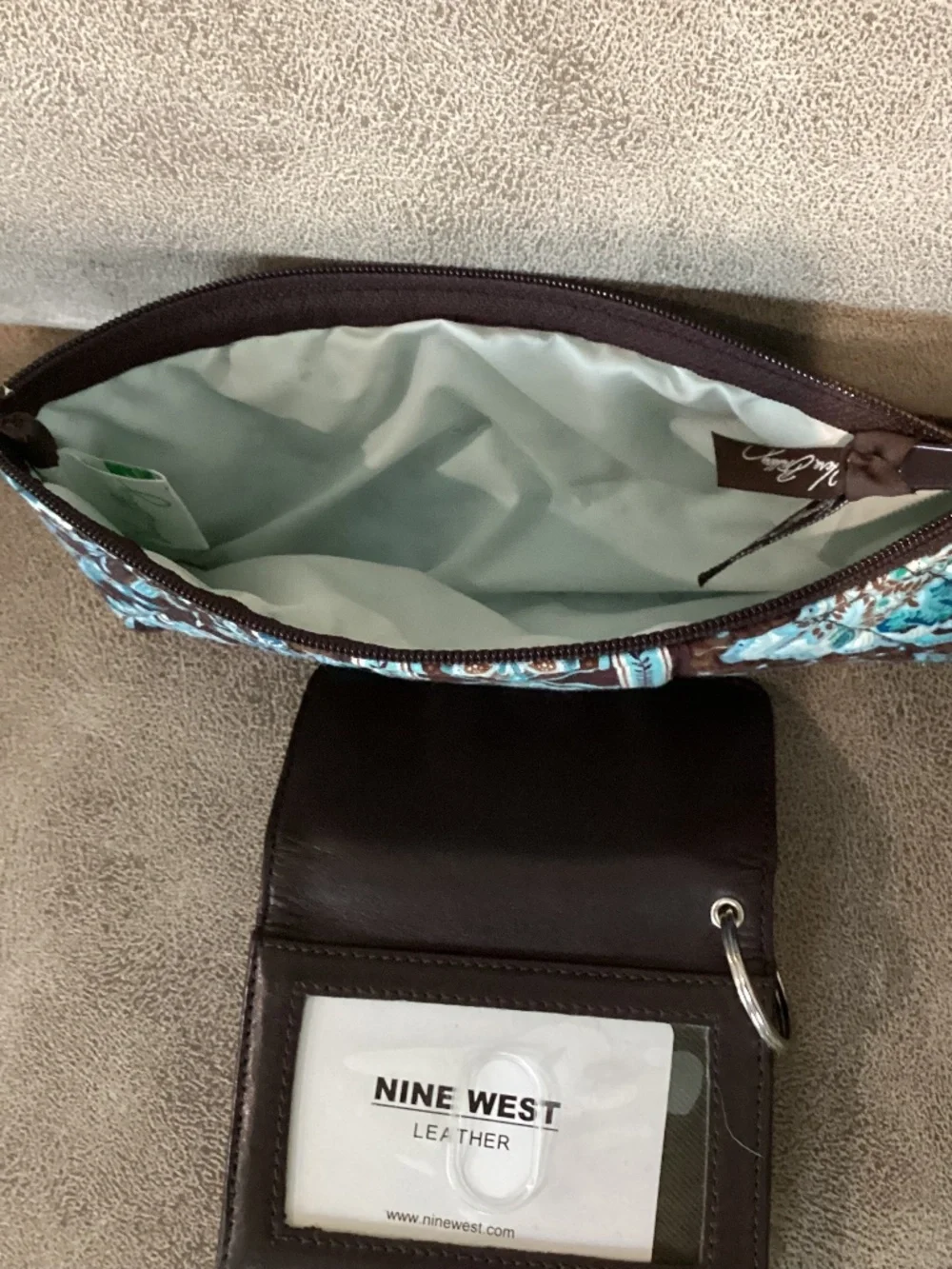 Vera Bradley turquoise Brown and Nine West brown leather wallet accessories
